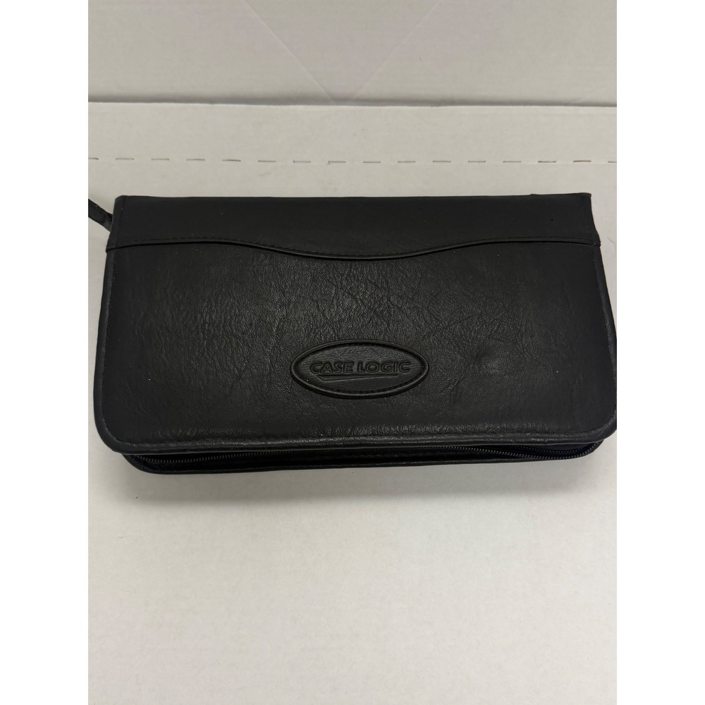 Case Logic Black Faux Leather CD DVD Storage Case Zip Organizer 32 Capacity